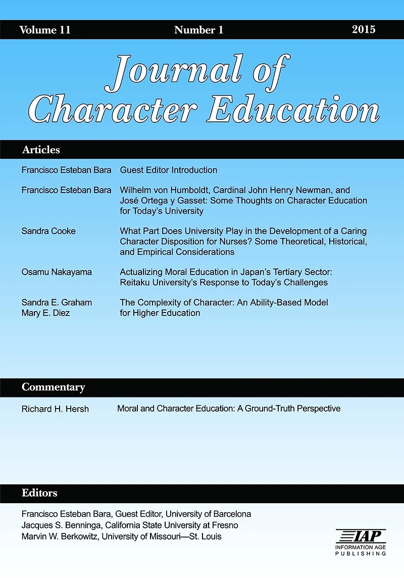 Journal of Character Education Vol 11 Issue 1
