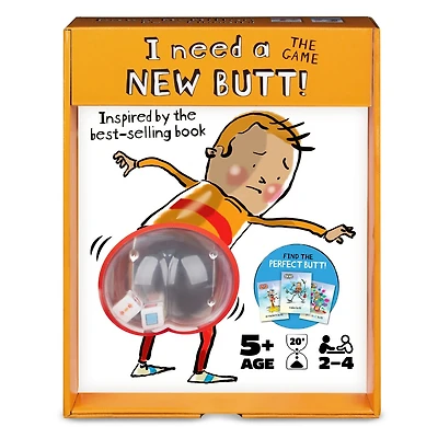 I Need a New Butt! The Game, Based on the Book with Butt Popper and Butt Cheek Tiles Fun Game for Family Game Night, For Kids Ages 5 and up