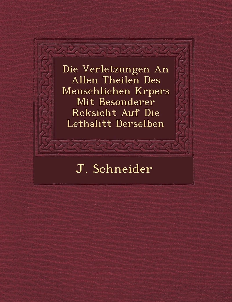Die Verletzungen an Allen Theilen Des Menschlichen K Rpers Mit Besonderer R Cksicht Auf Die Lethalit T Derselben
