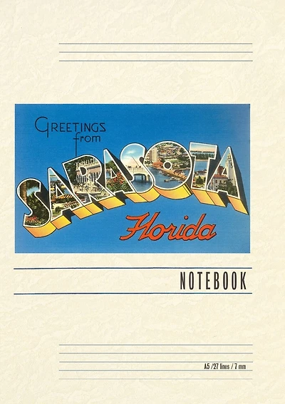 Vintage Lined Notebook Greetings from Sarasota, Florida