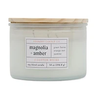 14oz Lidded Candle, Magnolia Amber
