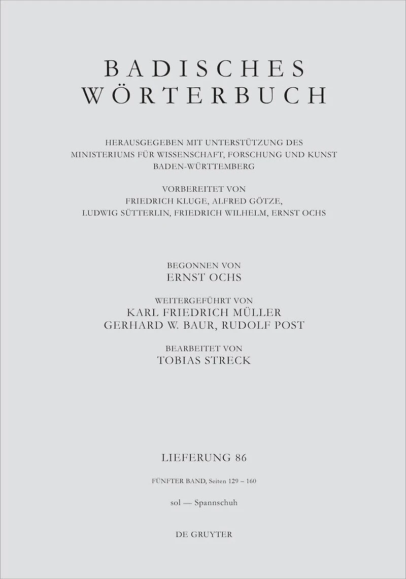 Band V/Lieferung 86: Badisches Wörterbuch.