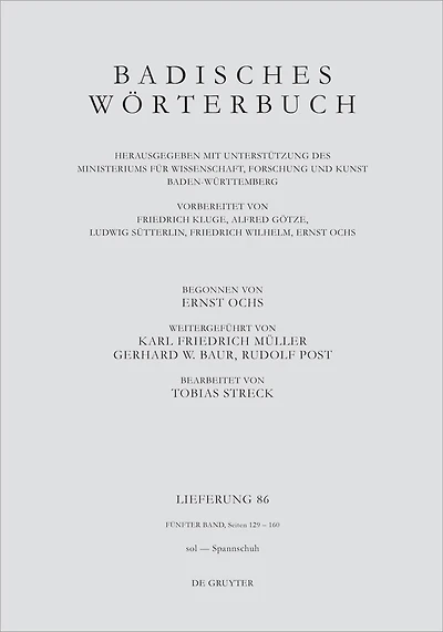 Band V/Lieferung 86: Badisches Wörterbuch.