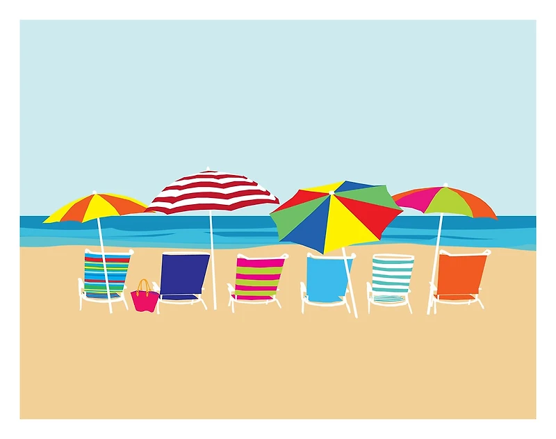 Beach Chairs Art Print 11X14