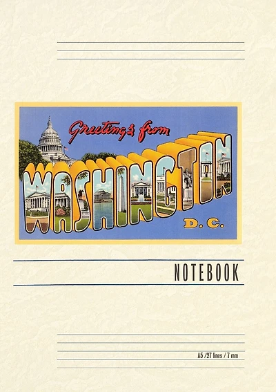Vintage Lined Notebook Greetings from Washington, DC