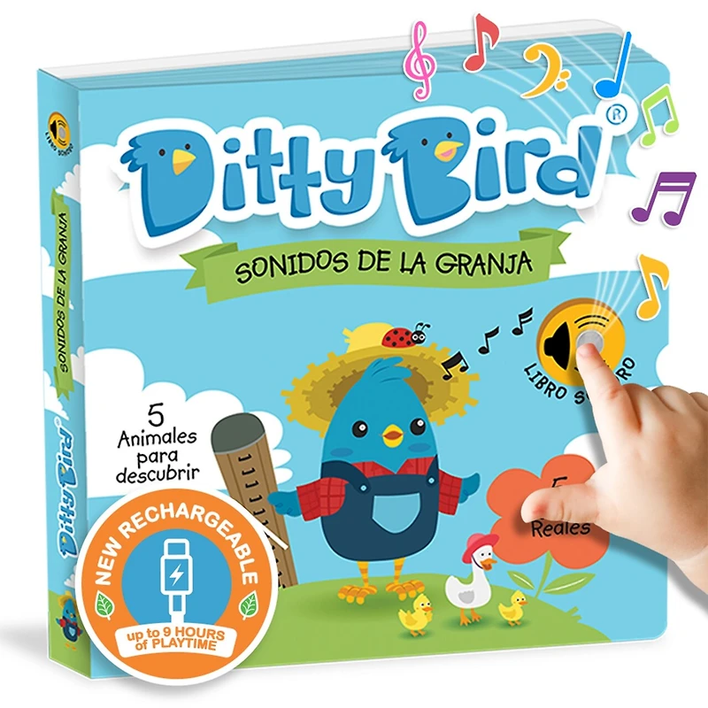 Ditty Bird | Sonidos de la Granja - Farm Animal Sounds | Interactive Musical Sound book for toddlers 1- 3 | Bilingual Libro sonoro en español