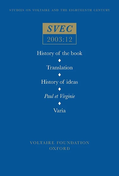 History of the book; Translation; History of ideas; Paul et Virginie; Varia