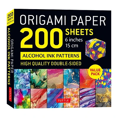Origami Paper 200 sheets Alcohol Ink Patterns 6 (15 cm): Tuttle Origami Paper: Double-Sided Origami Sheets Printed with 12 Designs (Instructions for 5 Projects Included)