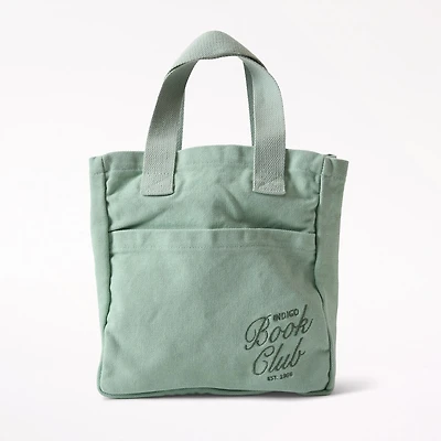 Mini Book Club Canvas Tote, Cameo Green