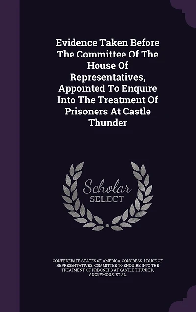 Evidence Taken Before the Committee of House Representatives: Appointed to Enquire Into Treatment Prisoners at Castle Thunder (Classic Reprint)