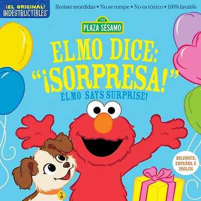 Indestructibles: Sesame Street: Bilingual English/Spanish Elmo dice: ¡Sorpresa! / Elmo Says Surprise!: Resiste mordidas, No se rompe, No es tóxico, 100% lavable