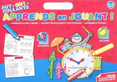 Aut-OH !-collants, apprends en jouant, 6-8 ans: apprends à lire l'heure, les multiplications et les divisions, apprends à épeler