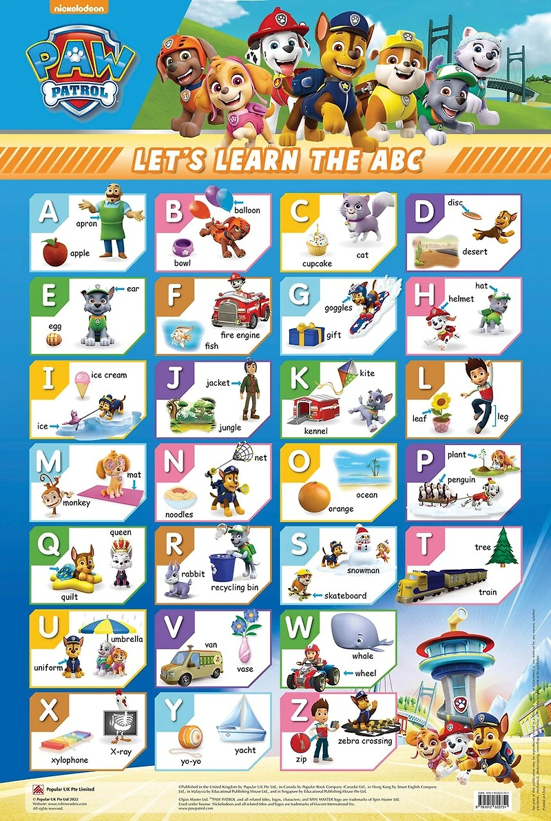 Paw Patrol Wall Chart: Learn The Abc