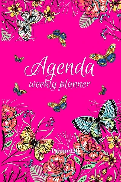 Agenda -weekly Planner 2021 Butterflies Pink Cover 138 Pages 6x9-inches