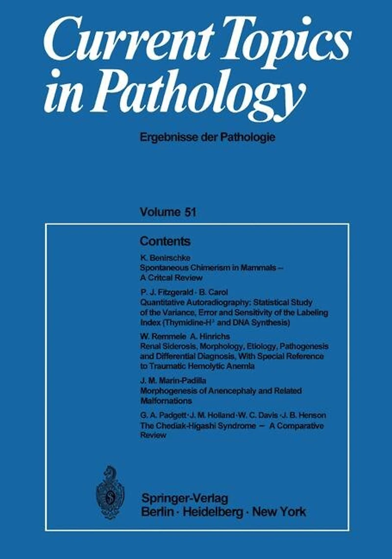 Current Topics Pathology / Ergebnisse der Pathologie