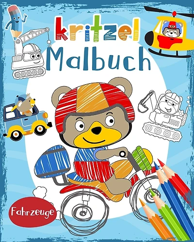 Kritzel Malbuch Fahrzeuge: Ein Kritzel Malbuch für Kinder mit Fahrzeugen - Malbuch Kinder ab 2 mit Bagger, Autos, Flugzeuge und vieles mehr - Zum Ausmalen und Fertigmalen
