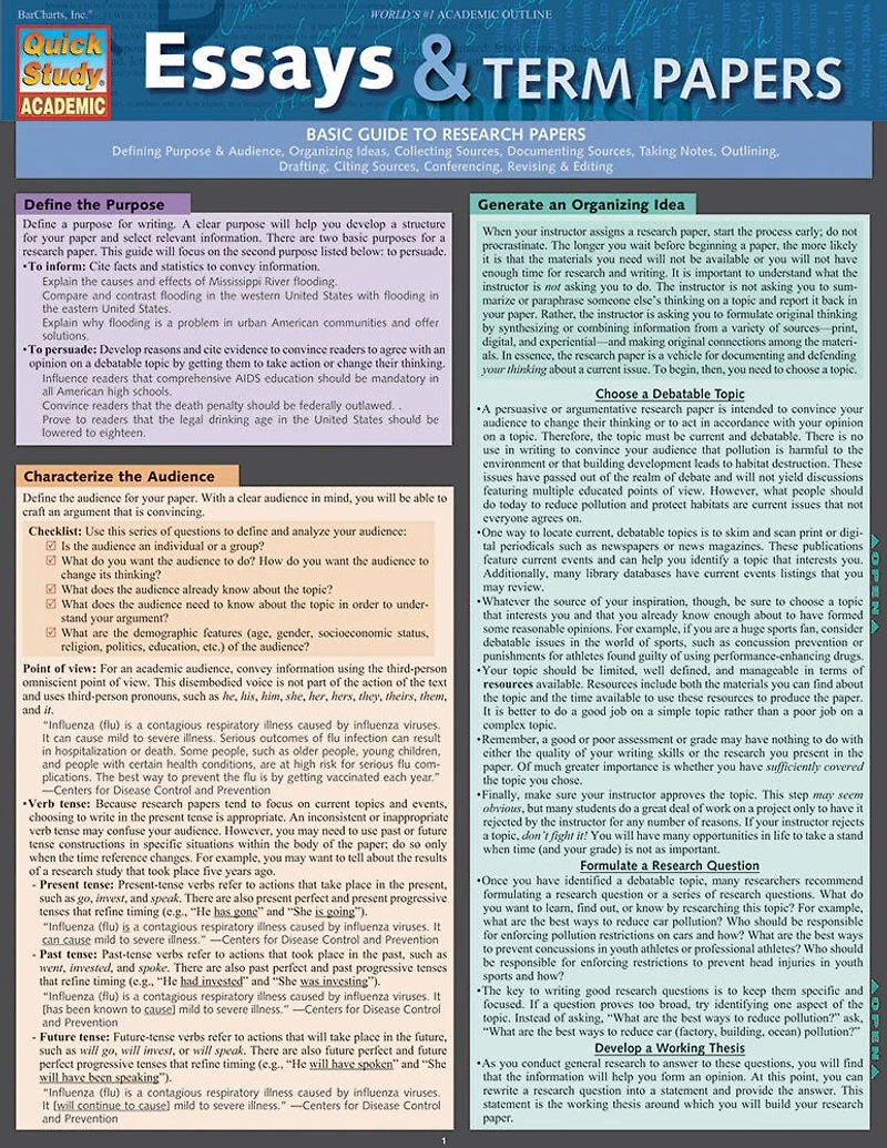 Essays & Term Papers: QuickStudy Laminated Reference Guide