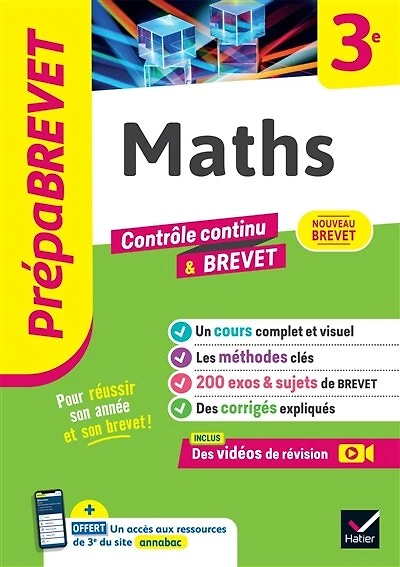 Prépabrevet - Maths 3e - Brevet 2027: cours, méthodes & sujets de brevet corrigés