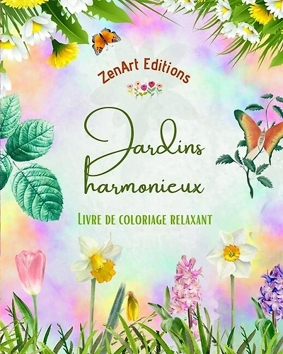 Jardins harmonieux - Livre de coloriage relaxant - Incroyables dessins de mandala et de jardin pour soulager le stress: Une collection de motifs de jardins floraux puissants pour célébrer la vie