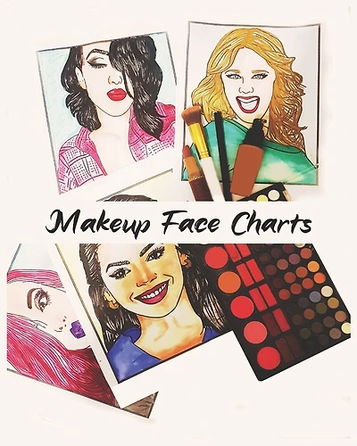 MakeUp Face Charts: A Coloring Book for Women Who Love Makeup 50 Faces to makeup "8 x 10 " 100 pages