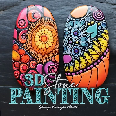 3D Stone Painting Coloring Book for Adults: stones Coloring Book for Adults Zentangle painting stones grayscale Coloring Book Mandala Patterns Coloring