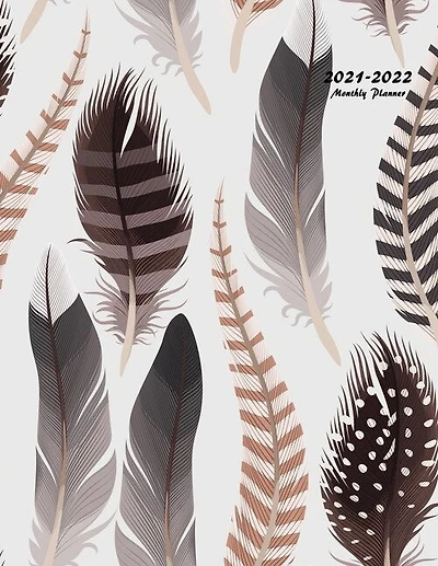2021-2022 Monthly Planner: Large Two Year Planner (feathers)