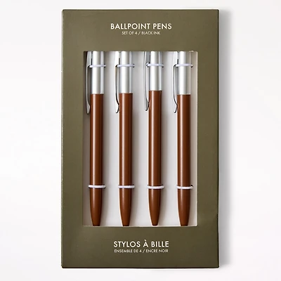 Ballpoint Pens Cognac, Set of 4