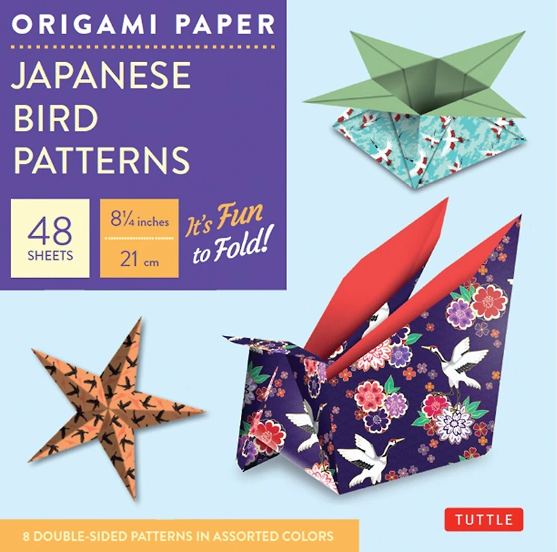 Origami Paper - Japanese Bird Patterns - 8 1/4 - 48 Sheets: Tuttle Origami Paper: Origami Sheets Printed with 8 Different Designs: Instructions for 7 Projects Included