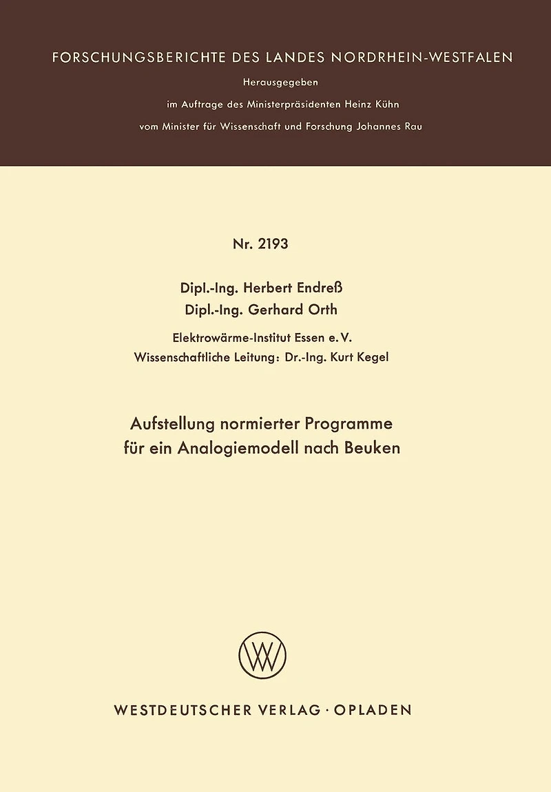 Aufstellung normierter Programme für ein Analogiemodell nach Beuken