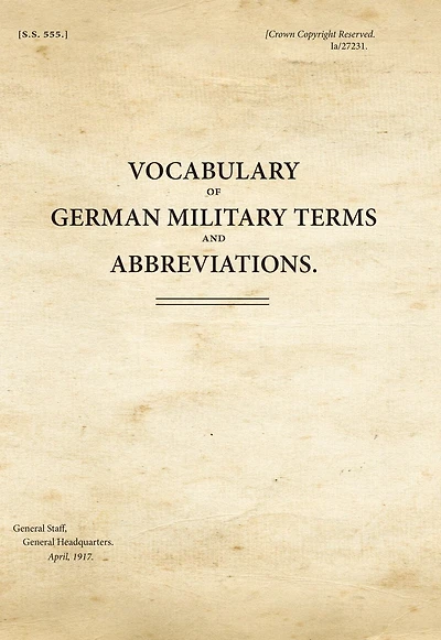 Vocabulary Of German Military Terms And Abbreviations: Ss555