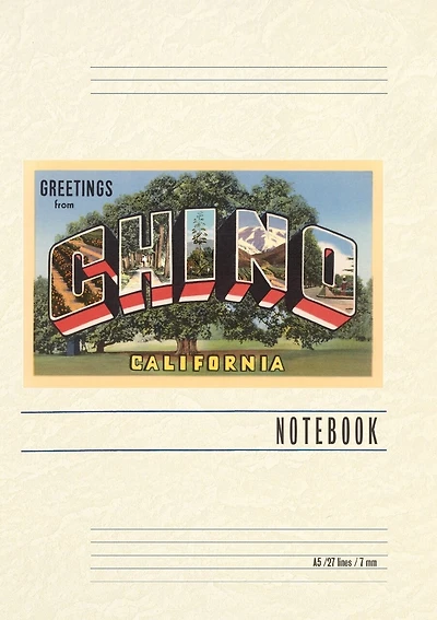 Vintage Lined Notebook Large Letter Greetings from Chino, California