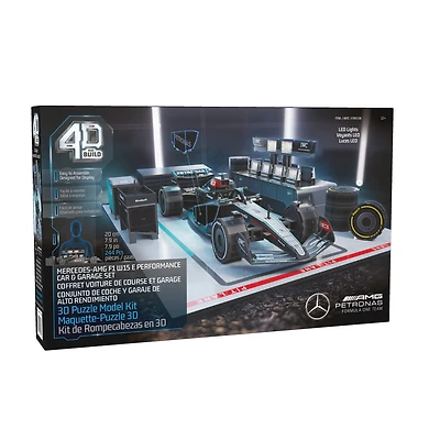 4D Build, Mercedes W15 Garage Set 3D Puzzle Model Kit with LEDs, Adult Puzzles, Building Toys, 3D Puzzles for Adults & Teens, 253 Pieces, for Ages 12 & Up