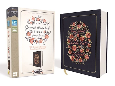 NIV, Journal the Word Bible for Women (Perfect Note-Taking), Cloth over Board, Navy, Red Letter, Comfort Print: 500+ Prompts to Encourage Journaling and Reflection