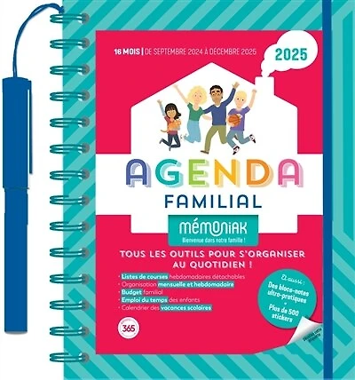 Agenda familial 2025: 16 mois, de septembre 2024 à décembre 2025