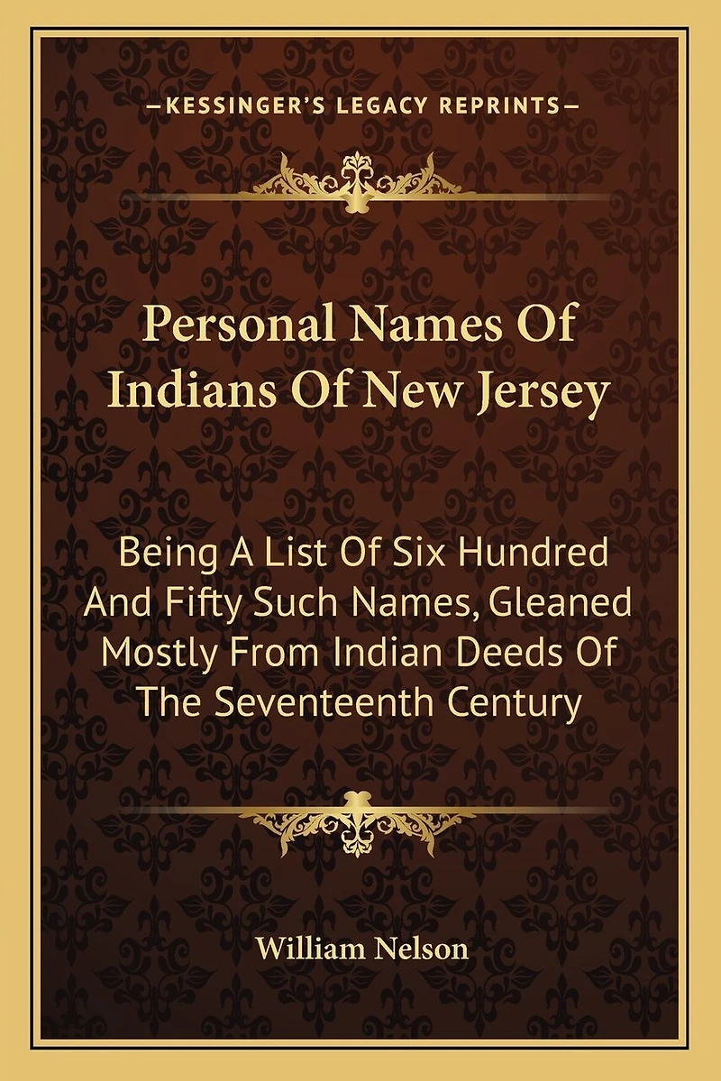 Personal Names Of Indians Of New Jersey: Being A List Of Six Hundred And Fifty Such Names, Gleaned Mostly From Indian Deeds Of The Seventeenth Century