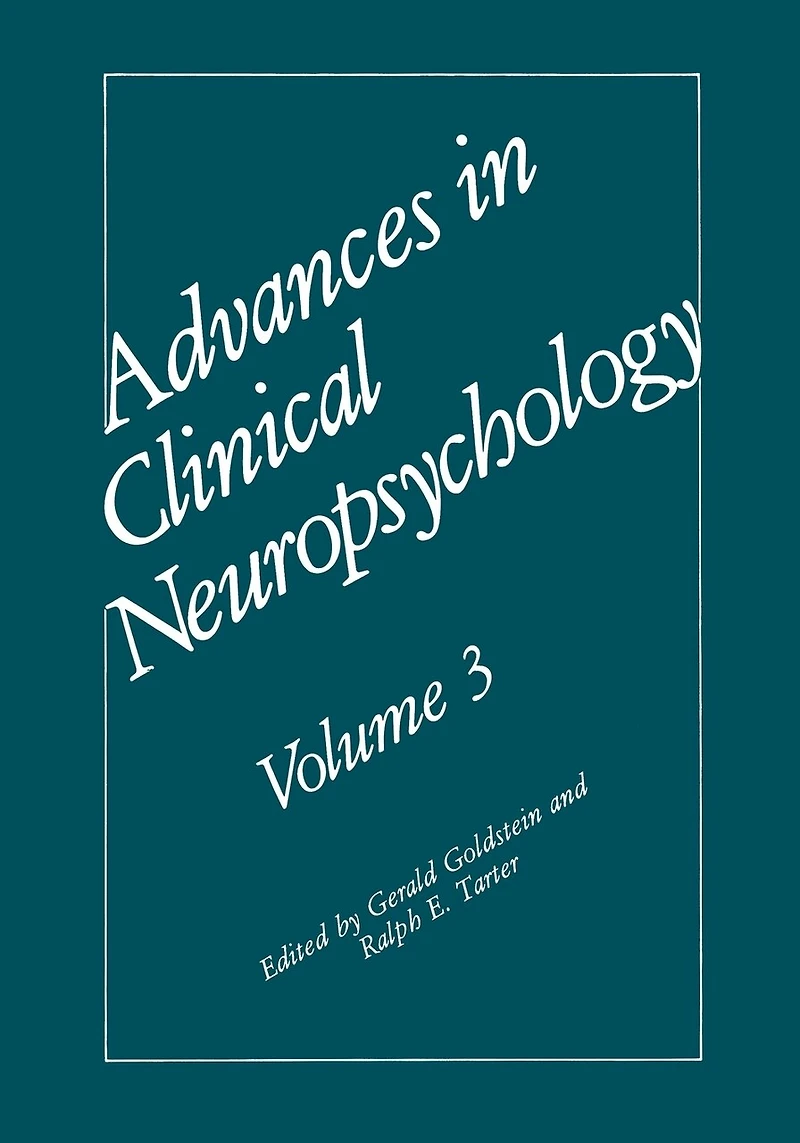 Advances in Clinical Neuropsychology: Volume 3