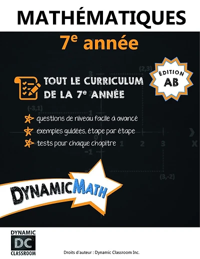 Dynamic Math book Manitoba 7e année