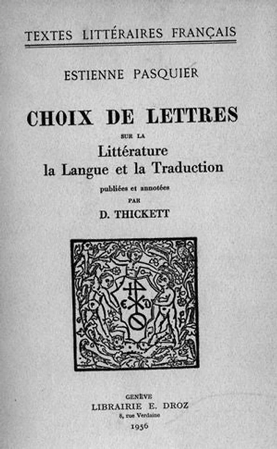 Choix de Lettres sur la Littérature, la Langue et la Traduction