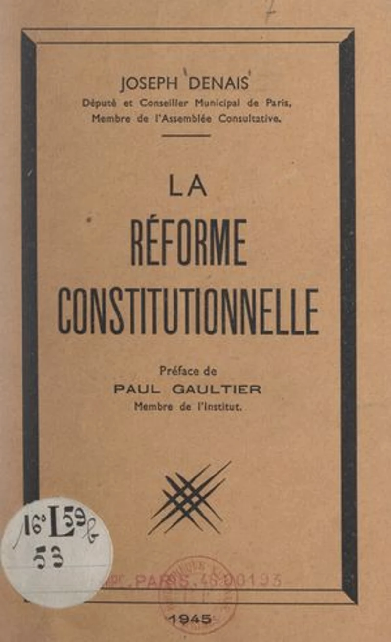 La première réforme de structure : la réforme constitutionnelle: Esquisse d'une constitution nouvelle