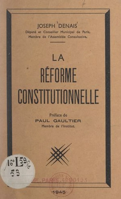 La première réforme de structure : la réforme constitutionnelle: Esquisse d'une constitution nouvelle