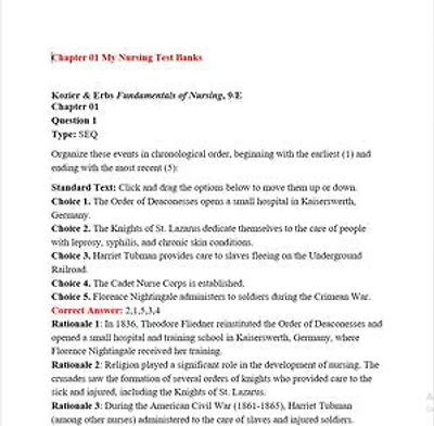 test bank Fundamental of Nursing Kozier Erb edition9