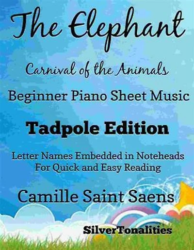 Elephant Carnival of the Animals Beginner Piano Sheet Music Tadpole Edition