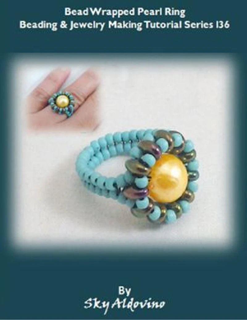 Beaded Wrapped Pearl Ring Beading and Jewelry Making Tutorial Series I36