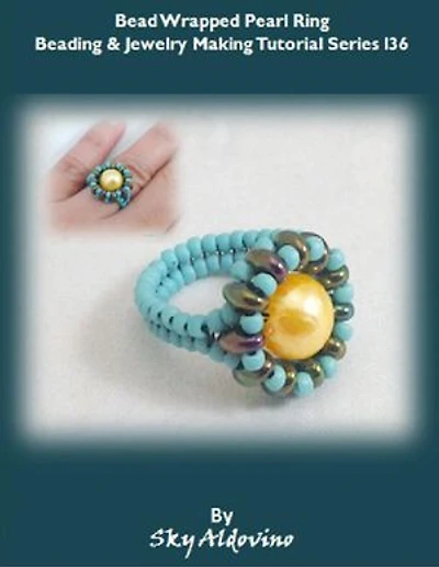 Beaded Wrapped Pearl Ring Beading and Jewelry Making Tutorial Series I36