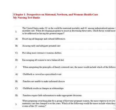 test bank Essentials of Maternity, Newborn, and Womens Health Nursing Third, North American Edition Edition