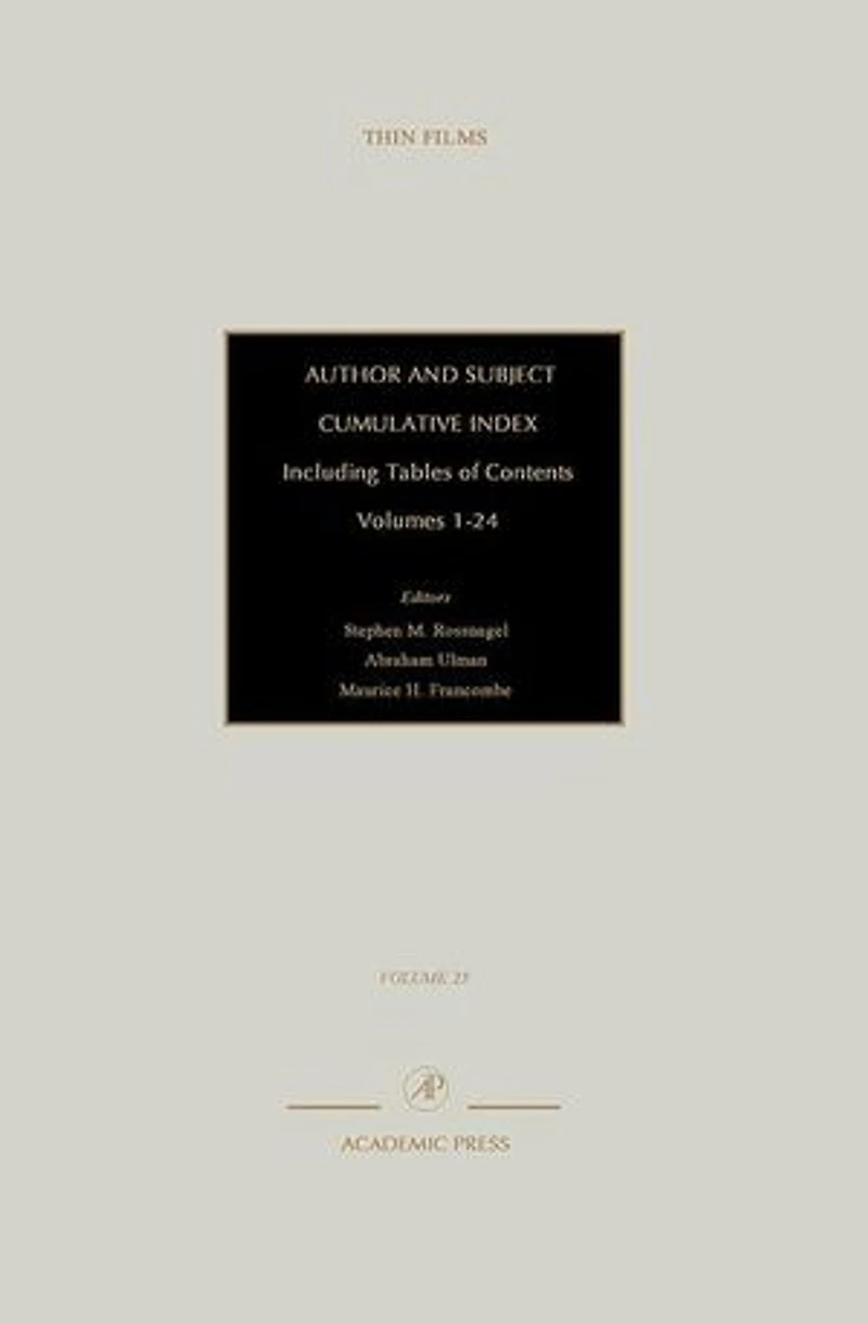 Author and Subject Cumulative Index, Including Tables of Contents: Volumes 1-24
