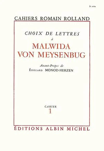 Choix de lettres à Malwida von Meysenbug: Cahier n°1