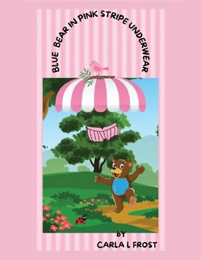 Blue Bear in Pink Stripe Underwear