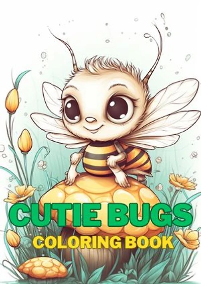 20 Cutie Bugs Fantasy Insect Cartoon Coloring Book, Adults + kids- Instant Download - Grayscale Coloring Page - Gift, Printable PDF