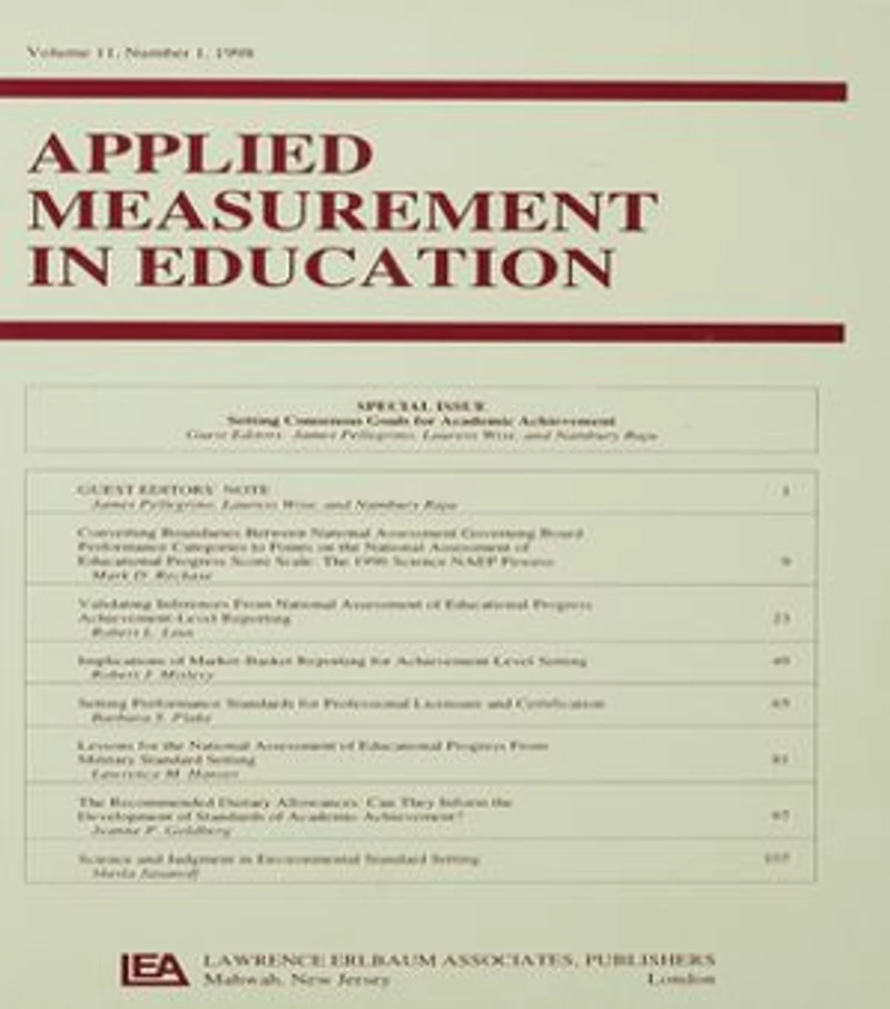 Setting Consensus Goals For Academic Achievement: A Special Issue Of Applied Measurement Education